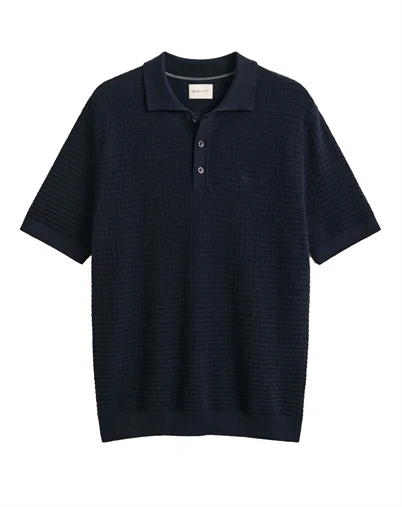 Gant - Cotten Texture Polo - Evening Blue